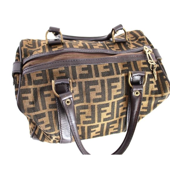 Fendi Zucca VERY RARE Vintage  Boston Bag Canvas with Leather Top Handles - Picture 10 of 12